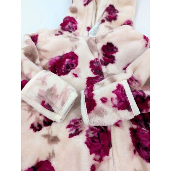 Laura Ashley Baby 0-3 Months Girls Hooded Coverall Pink Roses Print Soft Cuddle - Picture 10 of 10